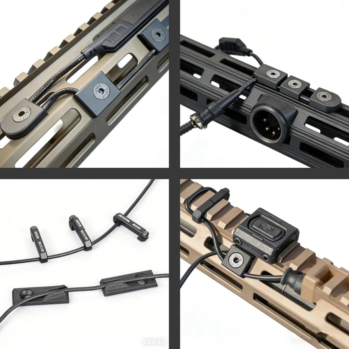 Clip per Cavi Tattiche 3 Pezzi M-LOK Picatinny per Gestione Cavi, Compatibile con Interruttore Torcia SureFire M300 M600 PEQ