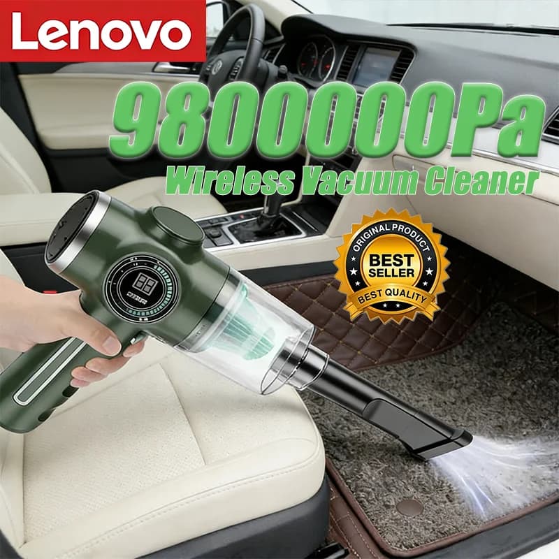 Aspirapolvere per Auto Lenovo 2900000PA 3 in 1 per Uso a Secco e Umido, 120W Senza Fili, Super Potente, Aspirapolvere Portatile
