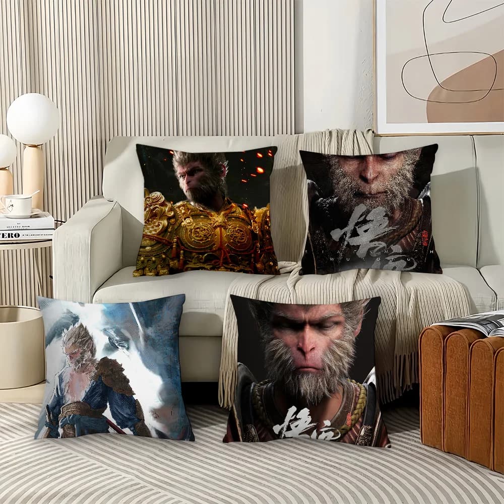Gioco Black Myth Wukong Federa Cuscini da ufficio adatti per divano, auto, camera da letto, fodera per cuscino decorativa