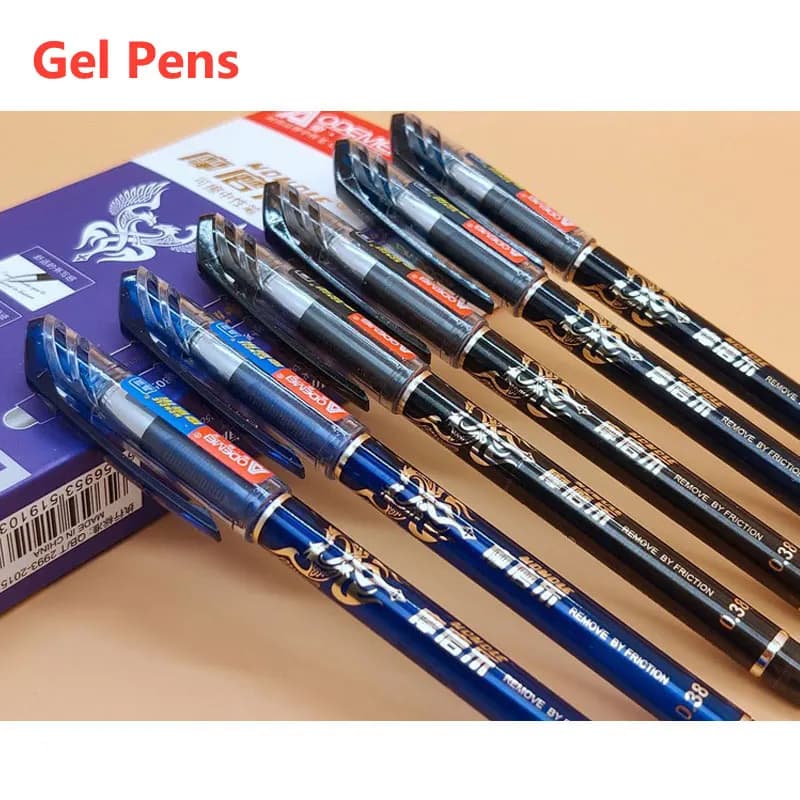 Penne gel cancellabili per ufficio nero blu rosso per forniture aziendali scolastiche Set di penne gel cancellabili Punte ad ago da 0,5 mm Penne a inchiostro gel ricariche