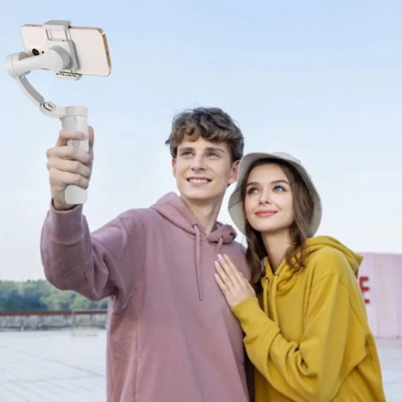 Gimbal per telefono a 3 assi, tracciamento del volto AI, controllo gestuale, 360° ° Rotazione a 360°, Batteria da 10 Ore, Pieghevole, per iPhone Android Vlog Live