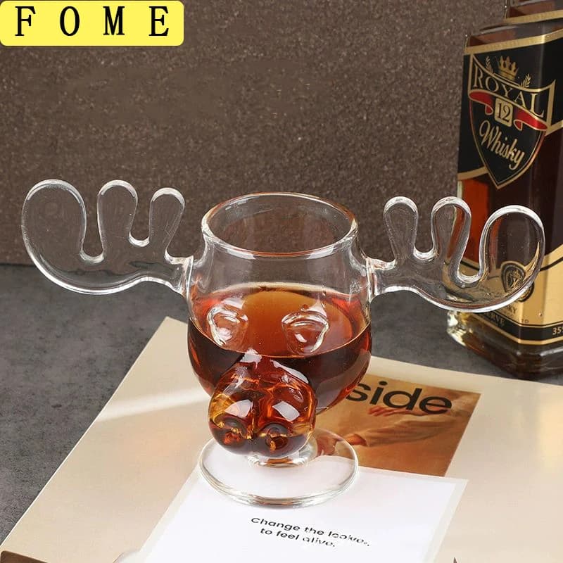 FOME Natale Alce Bicchiere da vino Tazza Trasparente Cocktail Tazza di succo Tazza di vetro di renna Bicchieri da birra per feste Bicchieri da whisky Tazze da shot