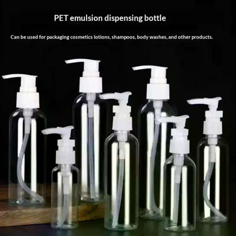 5Pcs Bottle Press Type Plastic Refillable Shampoo Shower Moisturizers Liquid Lotion Bottles Cosmetics Container