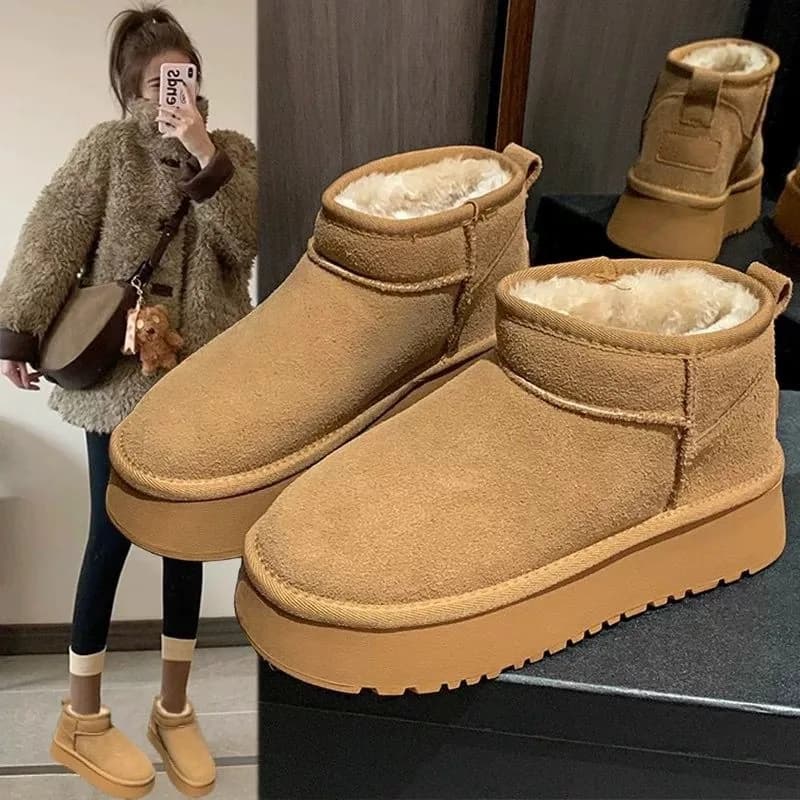 Real Sheepskin Wool Low-cut Warm Comfortable Shoes Women Fashion Short Shoes 2026 New Winter Warm Boots Fur Ladies Snow Boots