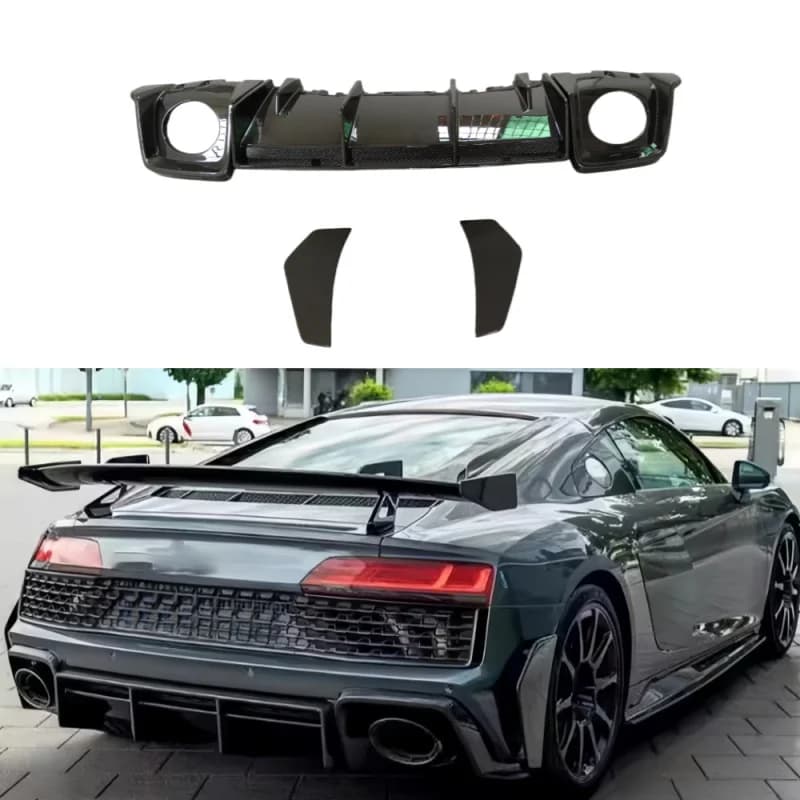 High Quality GT RWD Style Carbon Fiber Rear Diffuser Rear Bumper Lip Fit ForR8 2019-2023 Exterior Modification Parts