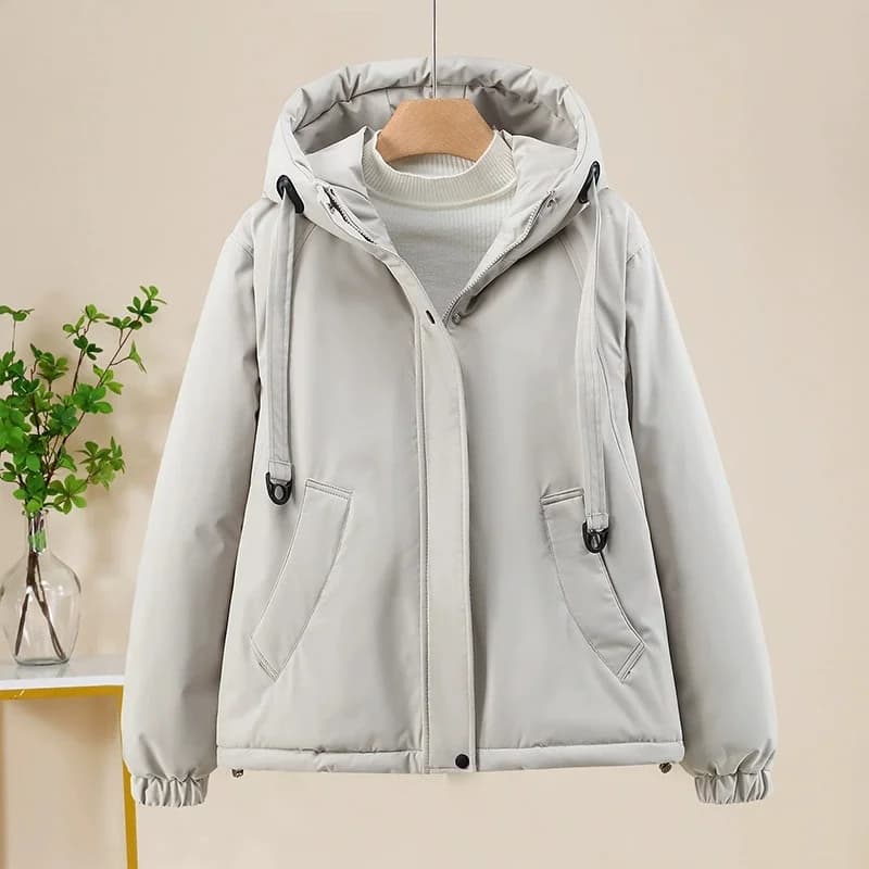 2026 Winter Coat Fashion Windproof Velvet Cotton Padded Jacket Women Hooded Thicke Overcoming Outerwear Warm Female Casual Tops