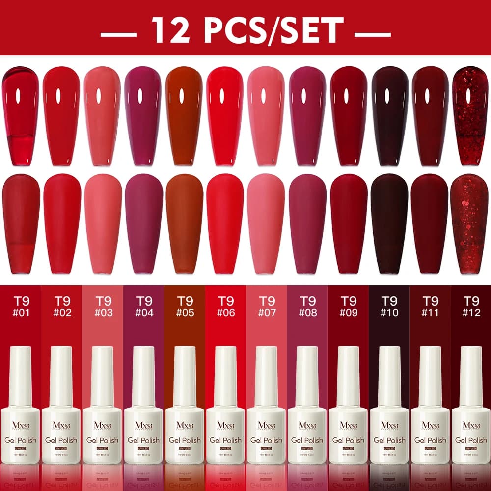 15ml Unghie Profondo Rosso Ciliegia Smalto Gel Set 120 Colori Semi Permanente Unghie Artistiche FAI DA TE 12 pz/set Primer Francese Splendido Colore Kit