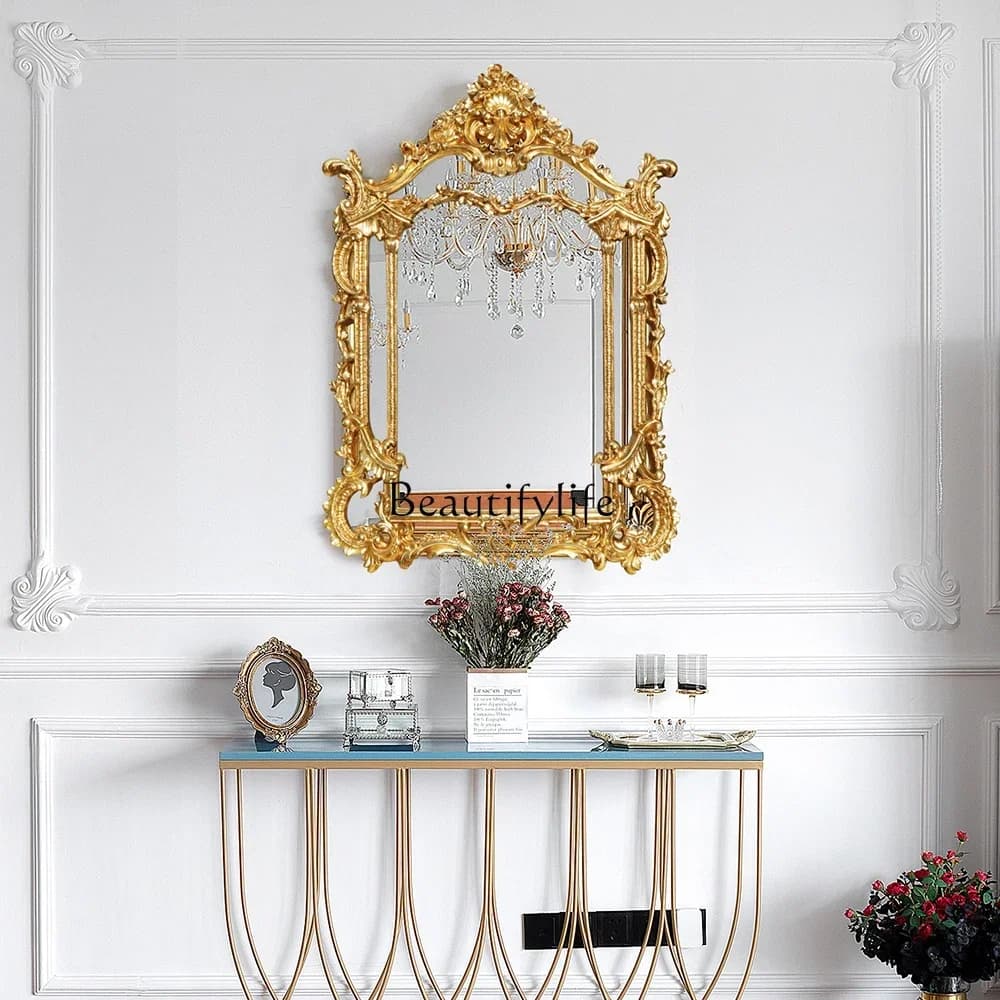 Fireplace Mirror 146 Entrance European Luxury Gold Decorative Frame American Bathroom Mirror