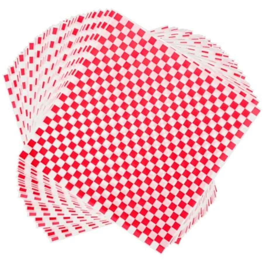 120pcs Wax Paper Sheets for Food, 12x12" Grease Proof Sandwich Wrapping Paper, Premium Deli Paper Sheets, Pre Cut Checkered Foo