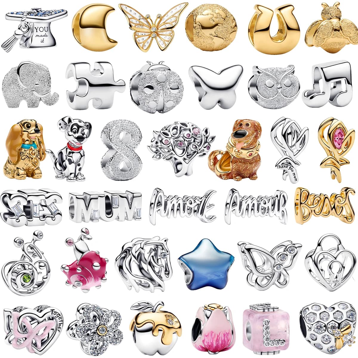 Vendita Calda: Charm Originali in Argento Sterling 925, Perline a Forma di Uccello, Farfalla, Cane, Fiore, Cuore per Bracciali e Collane, Gioielli Fai-da-Te da Donna, Regalo