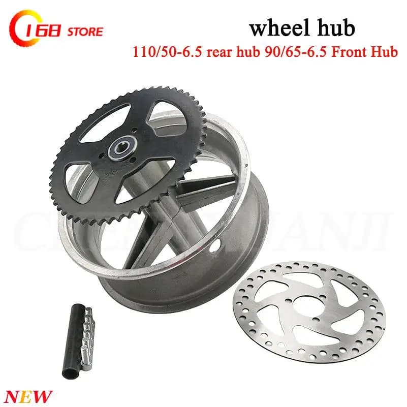 110/50-6.5 Rear Wheel 90/65-6.5 Front Wheel Hub 6.5 Inch Alloy Rims Fits 47cc 49cc Mini Dirt Bike E Scooter Mini Moto