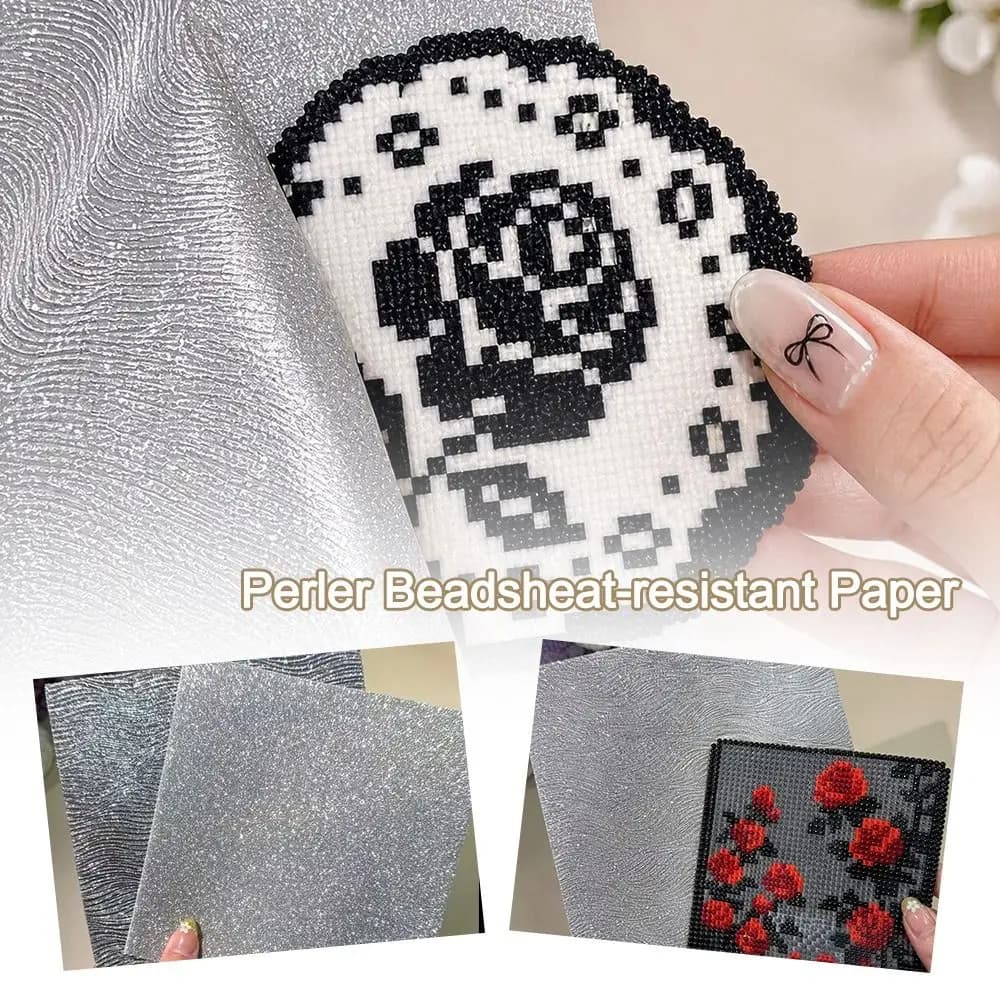Perline Glitter Perler, Accessori Fai-da-Te per Giocattoli, Carta Resistente al Calore per Perline Perler, Tappetino Termoadesivo per Foto con Perline Perler