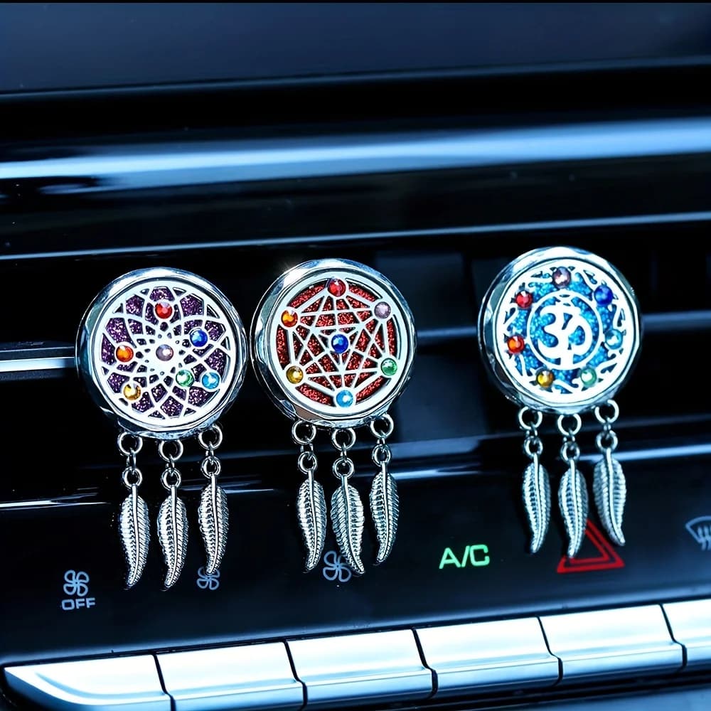 Dreamcatcher Chakra Car Perfume Diffuser Clip Air Outlet Locket Pendant Aromatherapy Jewelry Leaf Aroma Perfume Diffuser Clips
