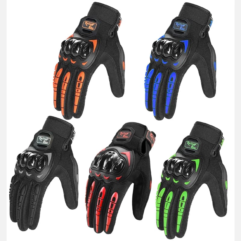 Motorcycle Gloves Breathable Blue for Men, Red Motocross Protection with Anti-slip Palm for Cycling and Driving