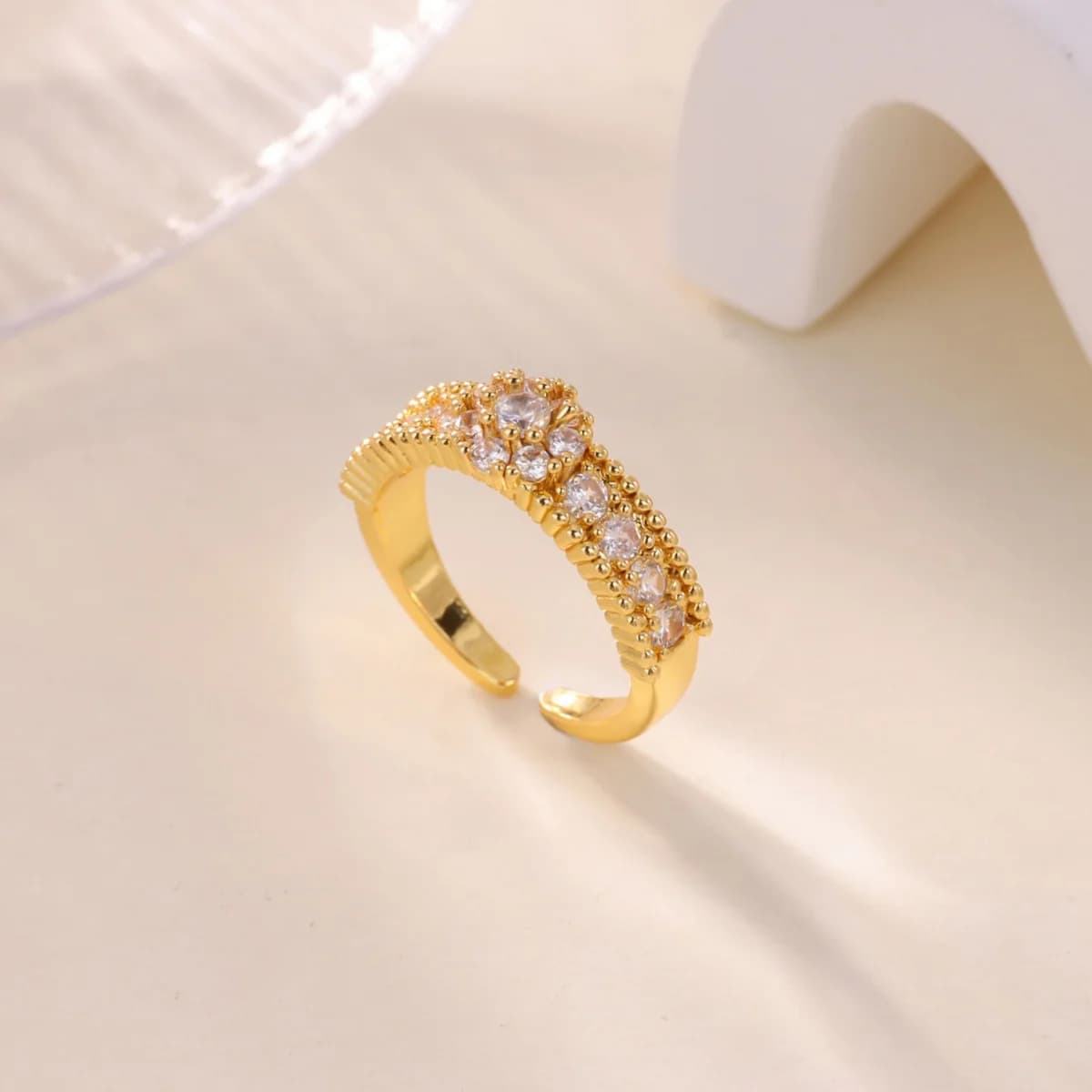 Exquisite Cubuic Zirconic Floral Rings For Women Men Gold-plated Open Flower Ring Wedding Trendy Luxury Jewelry Party Gifts