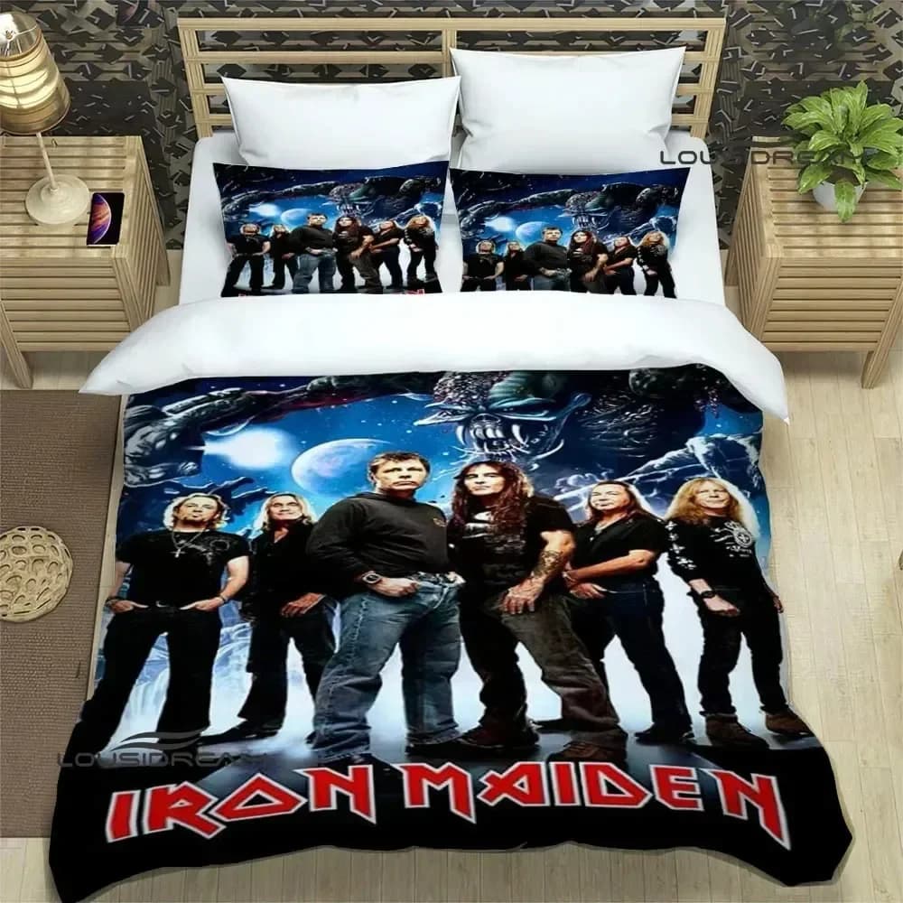Set di biancheria da letto I-Iron-M-Maiden Set di forniture per letto 3D Rock Band squisito Copripiumino Set di biancheria da letto Set di biancheria da letto Regalo per i fan della roccia