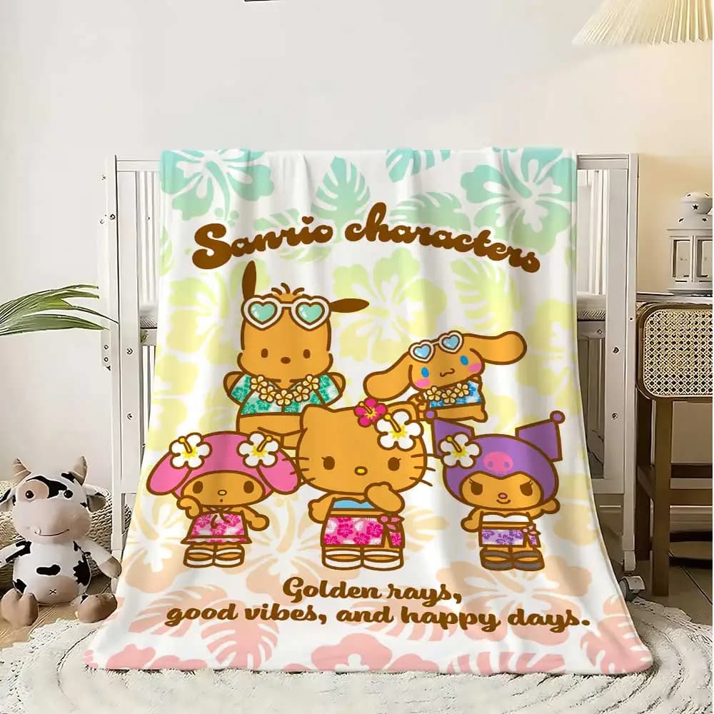 Coperte termiche Sanrios nere estive Kawaii per coperta da letto 150 cm X 200 cm Soffice plaid Home Interior Biancheria da letto di lusso Divano