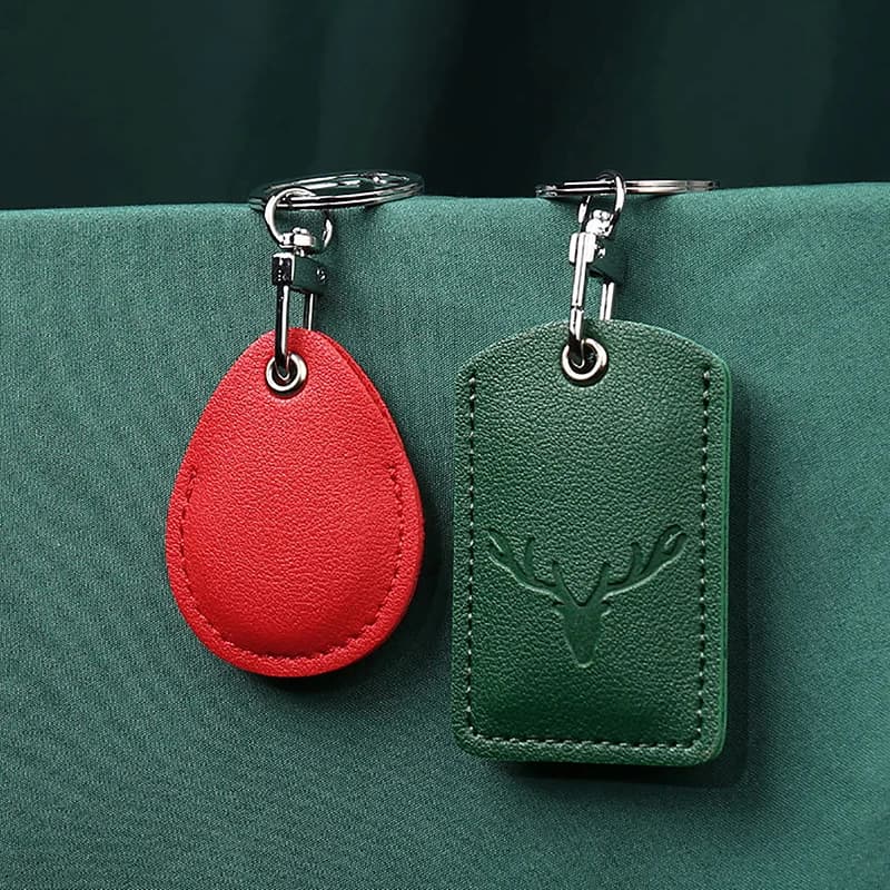 1 Pezzo Porta Tessere in Pelle con Portachiavi per Carte d'Accesso e ID