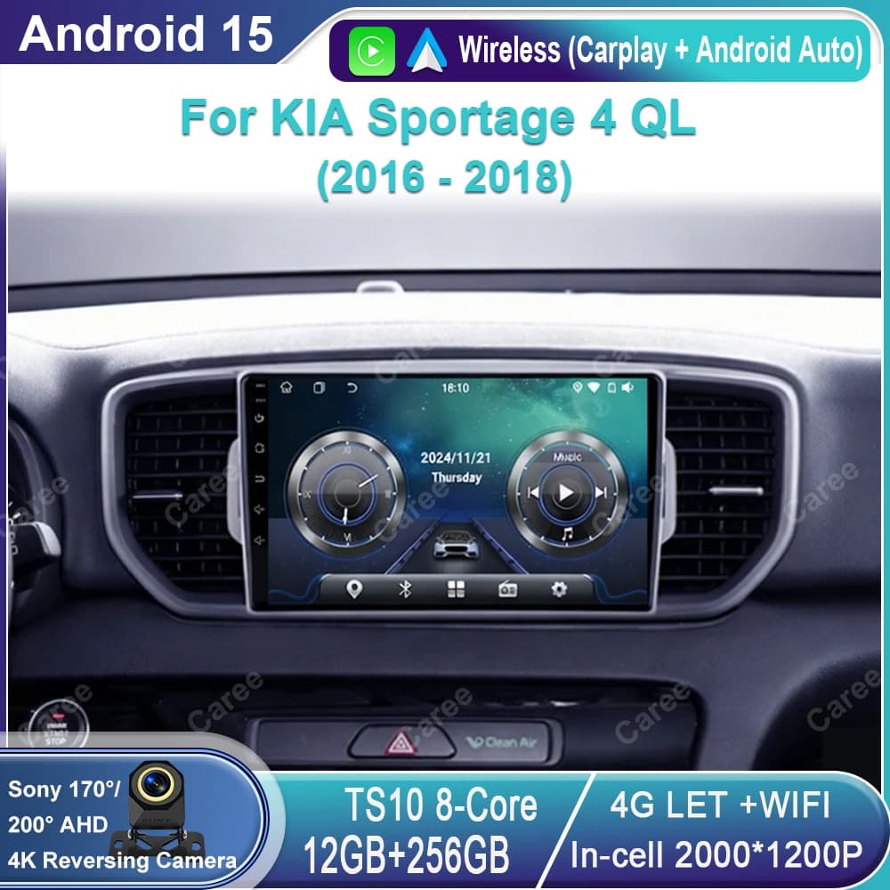 Per KIA Sportage 4 QL 2016 2017 2018 Android Auto Navigazione GPS Schermo diviso Wireless Carplay DSP Stereo Bluetooth WiFi No 2Din