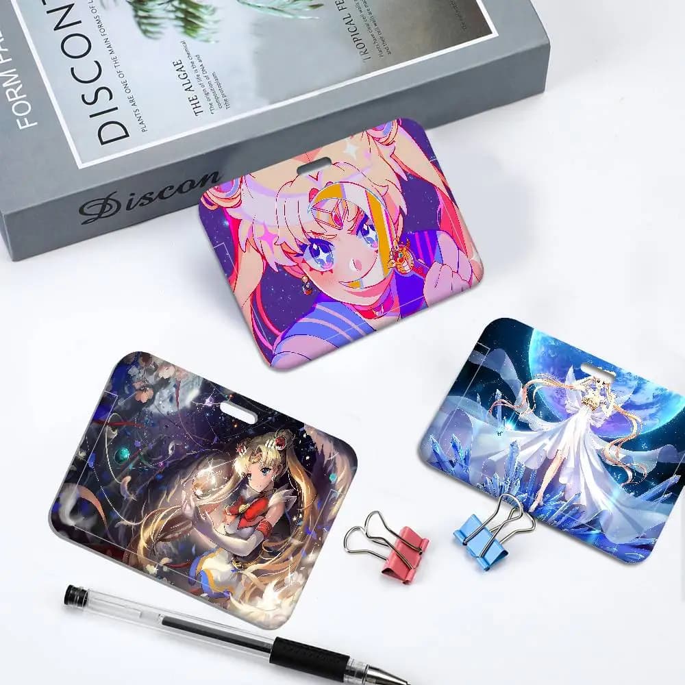 Porta Carte di Credito Anime R-Role S-Sailor M-Moon con Cordino Lungo, Porta Badge per Dipendenti e Infermieri