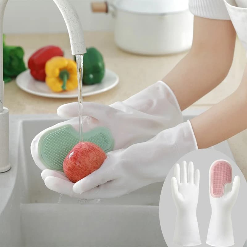 Spazzola magica multifunzionale per cucina domestica, guanti in plastica impermeabili per spazzole per la pulizia dei piatti