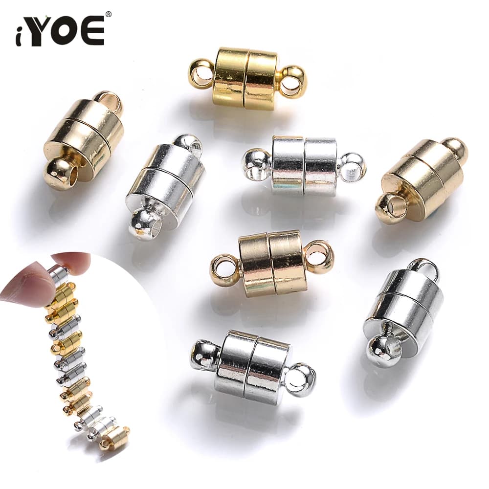 IYOE 5 paia/lotto 12x6mm Catenacci Magnetici Cilindro Estremità Fibbia Magnete Claps Per Il Connettore Corda Catena Gioielli FAI DA TE braccialetto collana