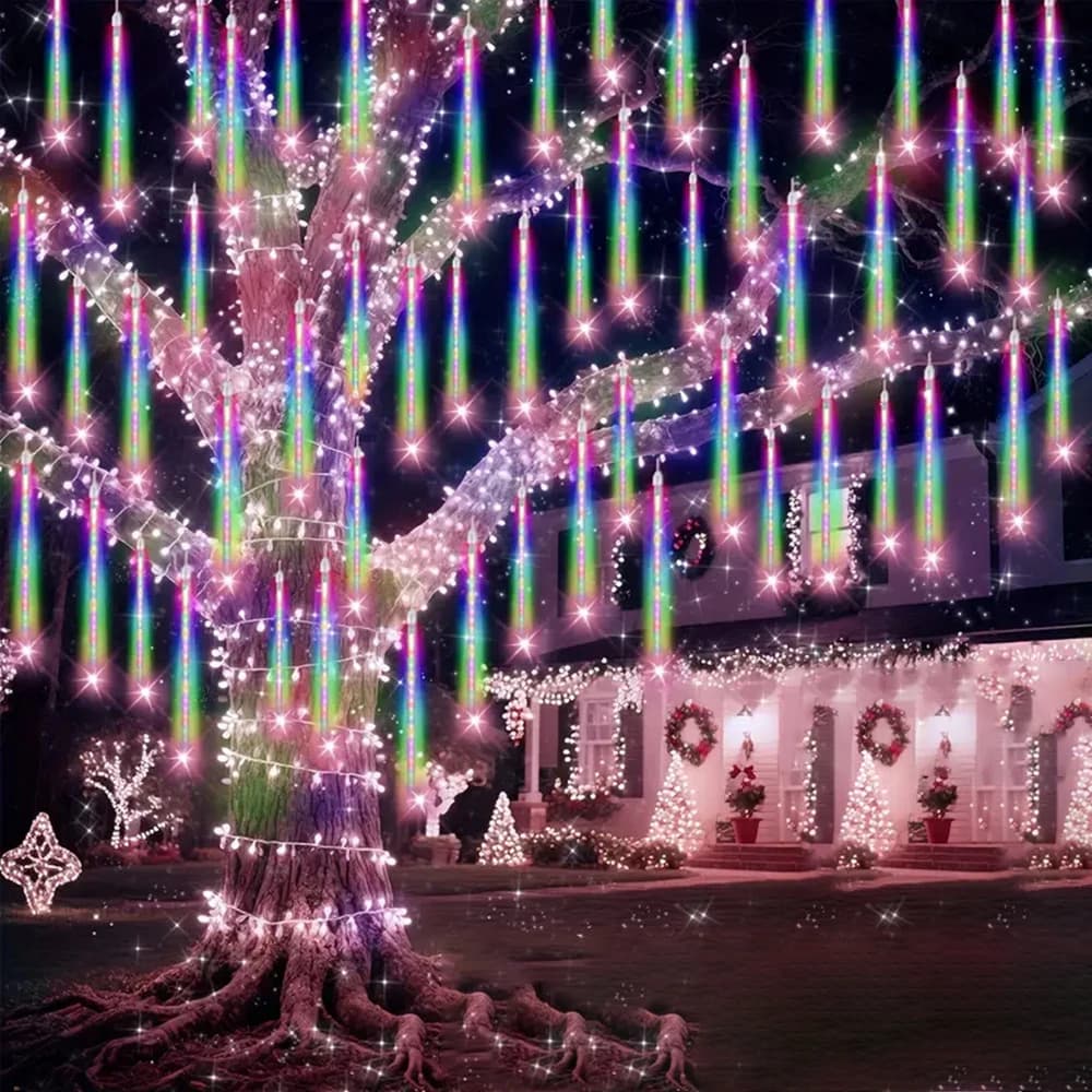 Luci a LED a Forma di Pioggia di Meteore per Decorazioni di San Valentino, Matrimoni e Ramadan, Alimentate a Batteria