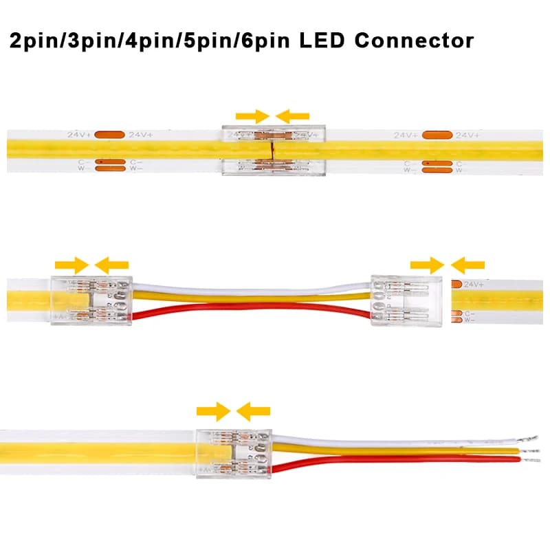 5 pz Connettore LED Senza Saldatura Trasparente per 2pin 3pin 4pin 5pin 6pin FOB COB DIM RGBW RGB CCT SMD LED Strip