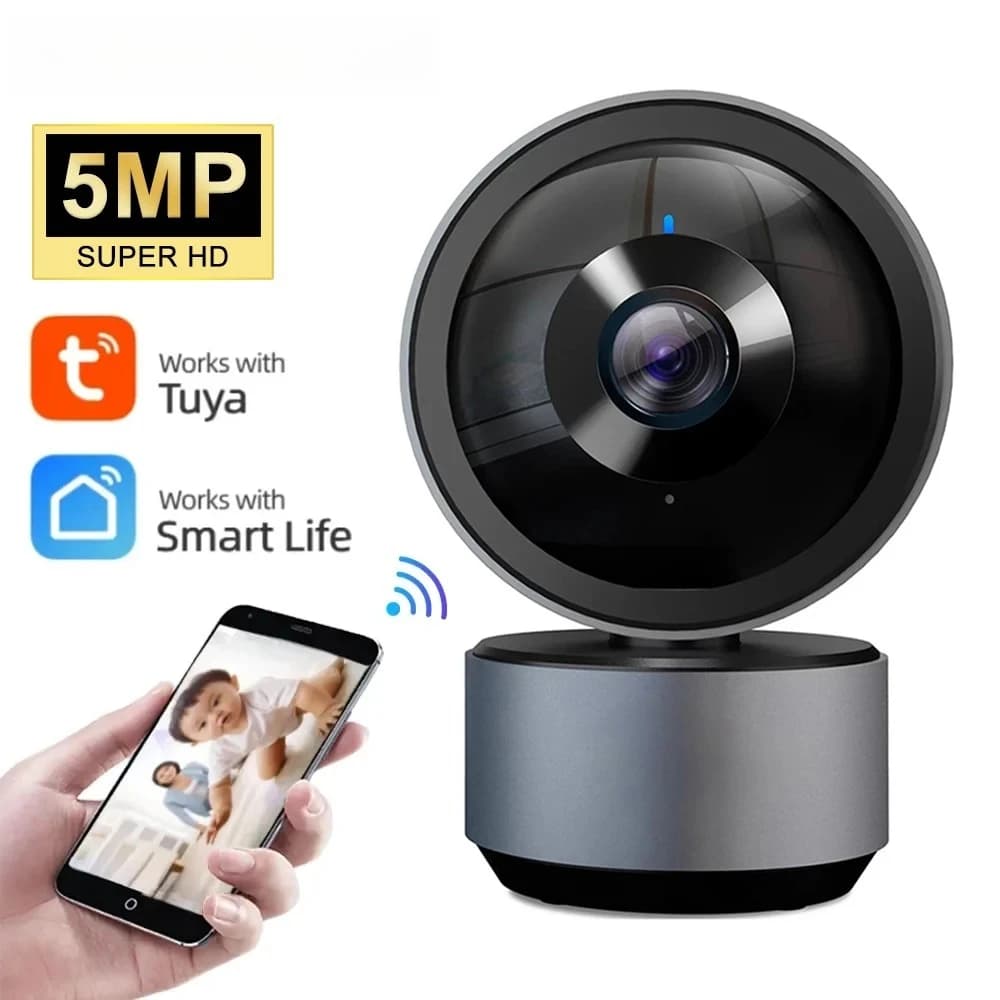 Telecamera IP WiFi per Videosorveglianza, Monitor per Bambini, 5MP HD, Visione Notturna, Audio Bidirezionale, Tracciamento Automatico, Telecamera Smart per Casa