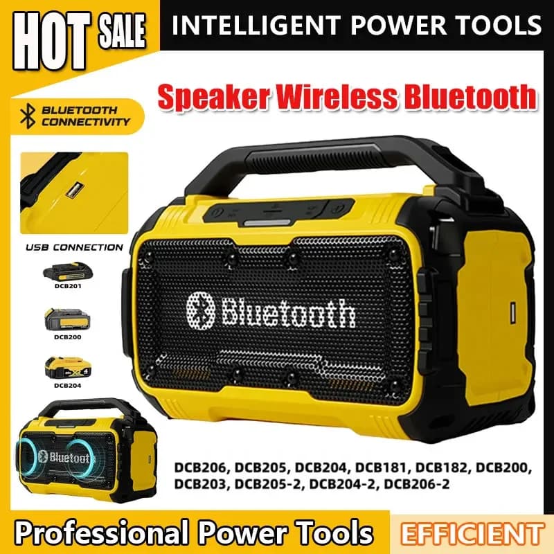 Altoparlante Bluetooth Wireless 18V per Dewalt, Subwoofer Impermeabile per Cantieri, Audio Stereo Surround
