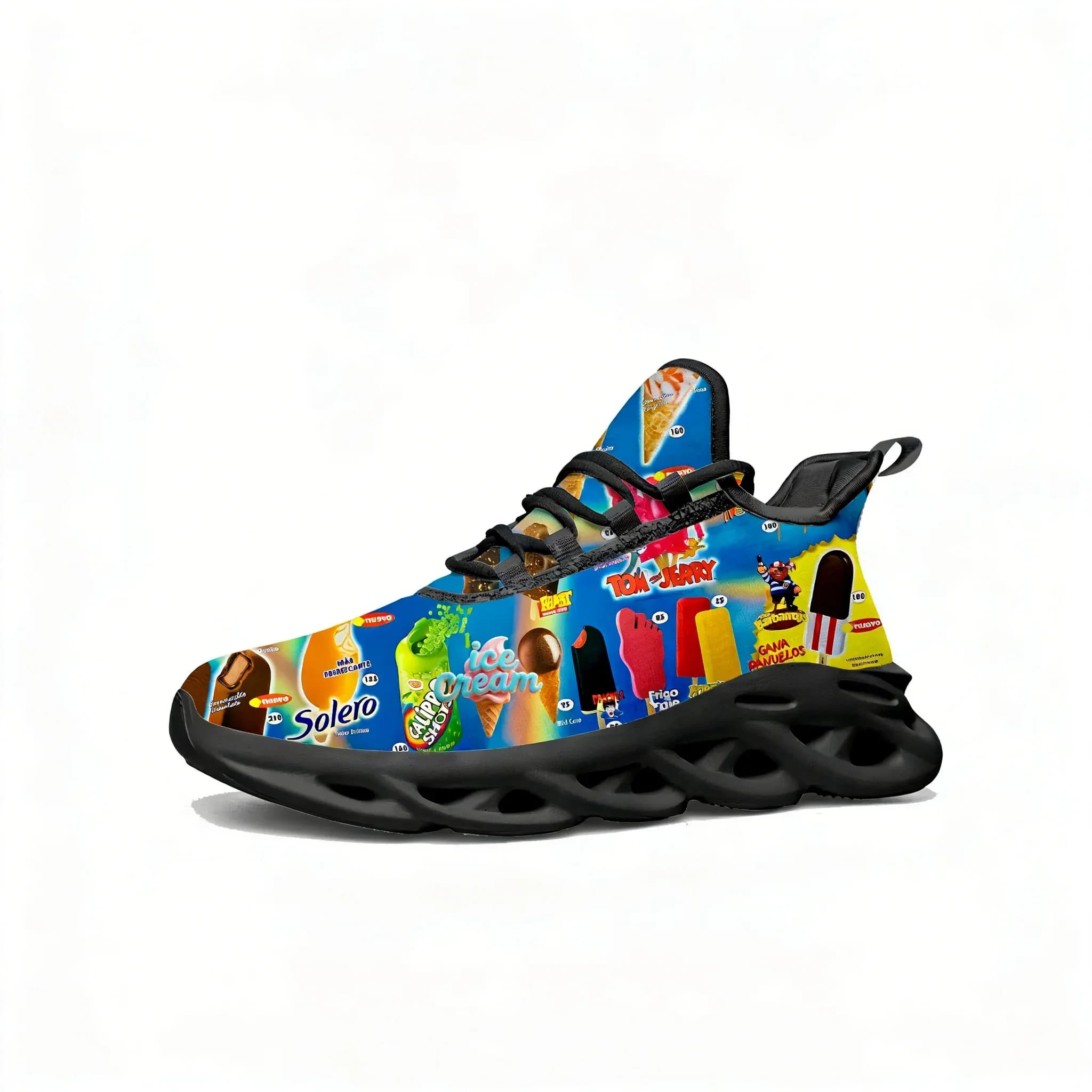 Sport Shoes in Pizzo Trasparente Ice Cream, Low Sneaker for Men and Women, Sport Running Shoes, Comfortable and Fashion Sneaker, Custom Footwear