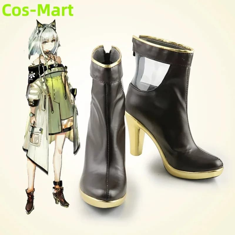 Cos-Mart Game Arknights Kal'tsit Shoes Boots Cosplay Kelsie Black Sneakers High Heels Sandals Hallowmas Customization