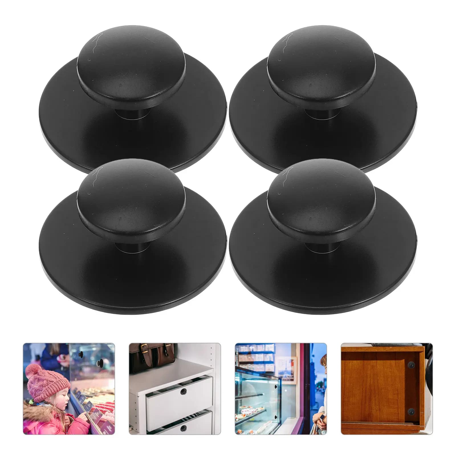 10Pcs Adhesive Cabinet Knobs Round Self-Stick Drawer Pulls for Kitchen Cabinets Glass Doors Wardrobes Closets Easy Grip No