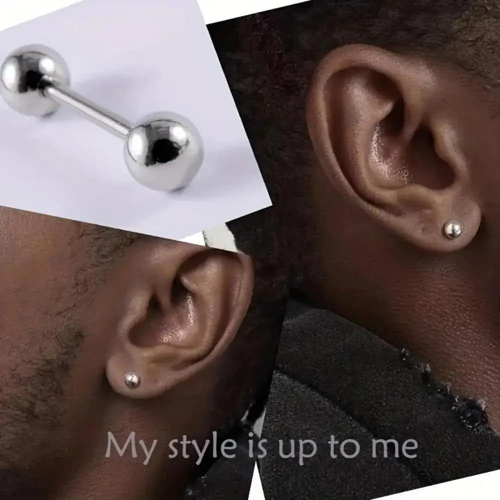 4 paia di orecchini a bottone minimalisti da uomo con sfera in acciaio inossidabile da 4 mm - Opzioni iridescenti per abbigliamento casual Gioielli per il corpo versatili