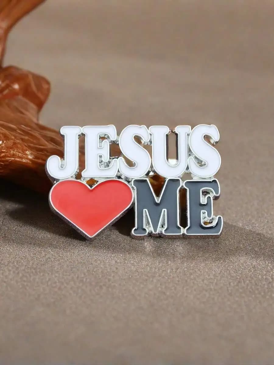 1pc Elegant 'JESUS LOVE ME' Letter Alloy Brooch, Versatile Decor For Clothing, Backpack, Suitable For Daily Wear, Gatherings, Fe