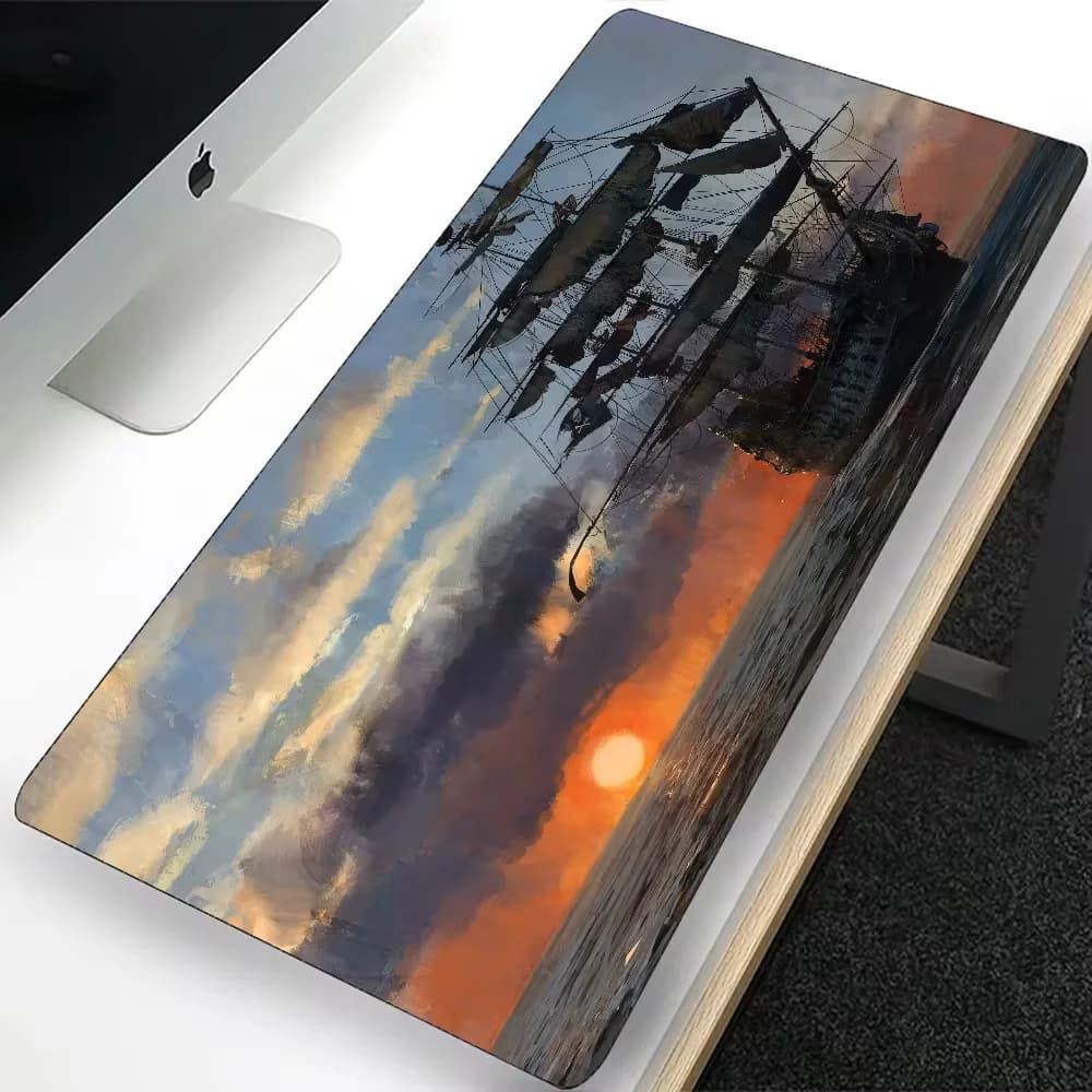Skull Pirate Ship Large Gaming Mouse Pad Computer Mousepad PC Gamer Laptop Mouse Mat Office Mausepad XXL tastiera Mat Desk Pad