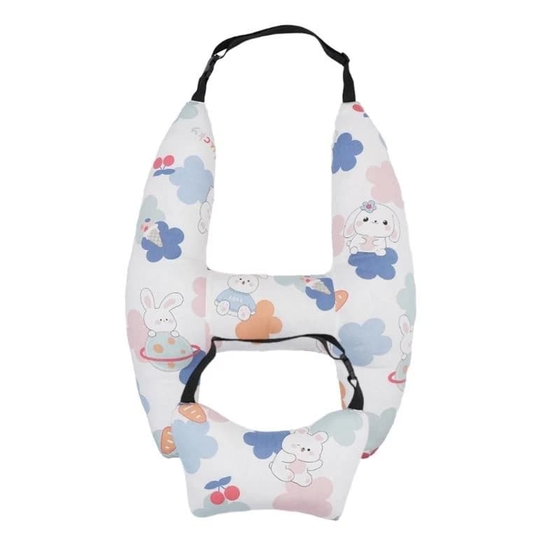 J15U Cuscino da viaggio a forma H con stampa adorabile Cuscino per il sonno per auto Poggiatesta Cuscino per supporto per