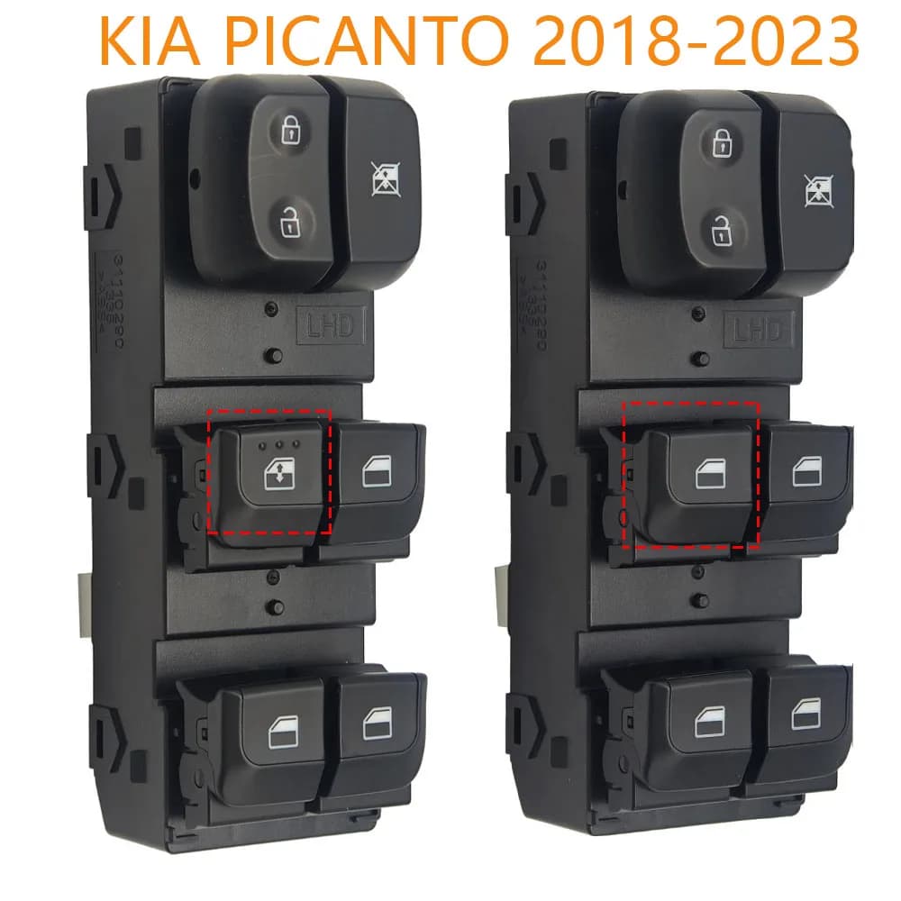 Anteriore Sinistro LHD Elettrico Finestra Principale Interruttore Sollevatore Pulsante di Controllo per Kia Picanto 2018 2019 2020 2021 2022 2023 Accessori Auto