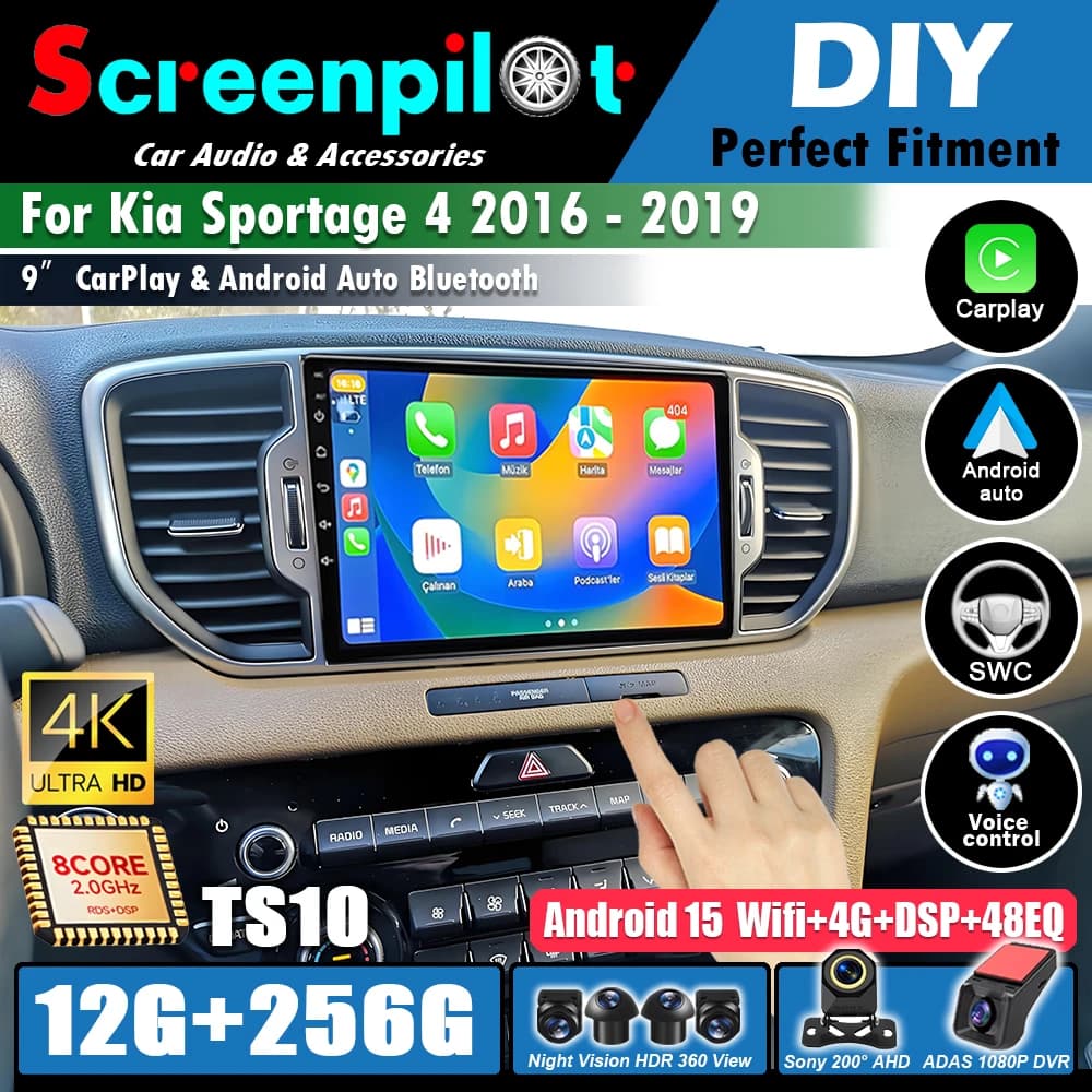 Android 16For Kia Sportage 4 2016 2017 2018 2019 Car Radio Stereo Multimedia Video Player CarPlay Autoradio GPS Navigation DSP
