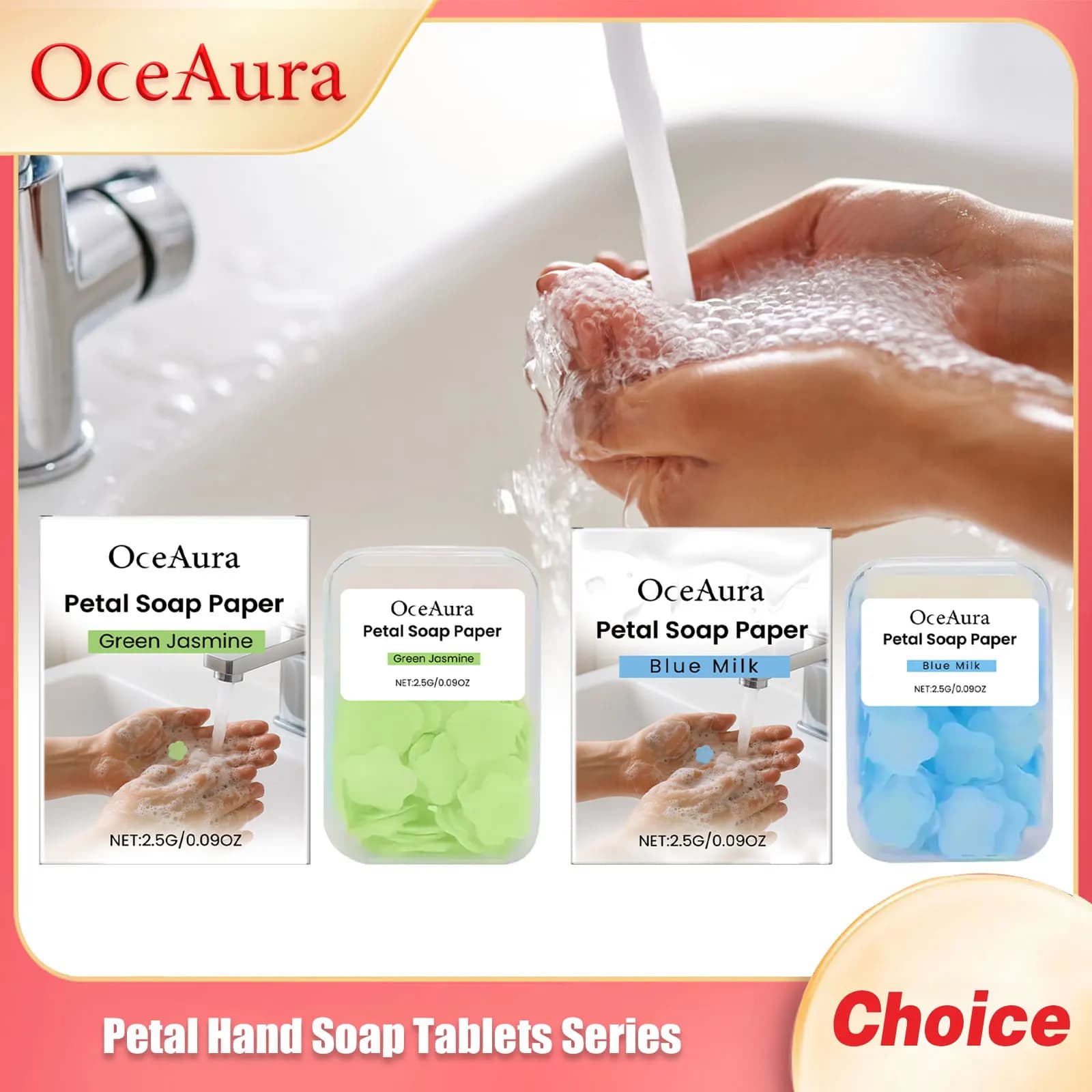 Serie di compresse di sapone per le mani petalo Lavaggio profondo Schiuma ricca Viaggio all'aperto Bagno usa e getta Mini fogli di carta per sapone per le mani portatile