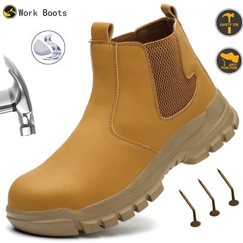 Stivali da lavoro antinfortunistici da uomo impermeabili Scarpe con punta in acciaio Stivali protettivi anti-impatto e anti-perforazione Scarpe da tetto indistruttibili