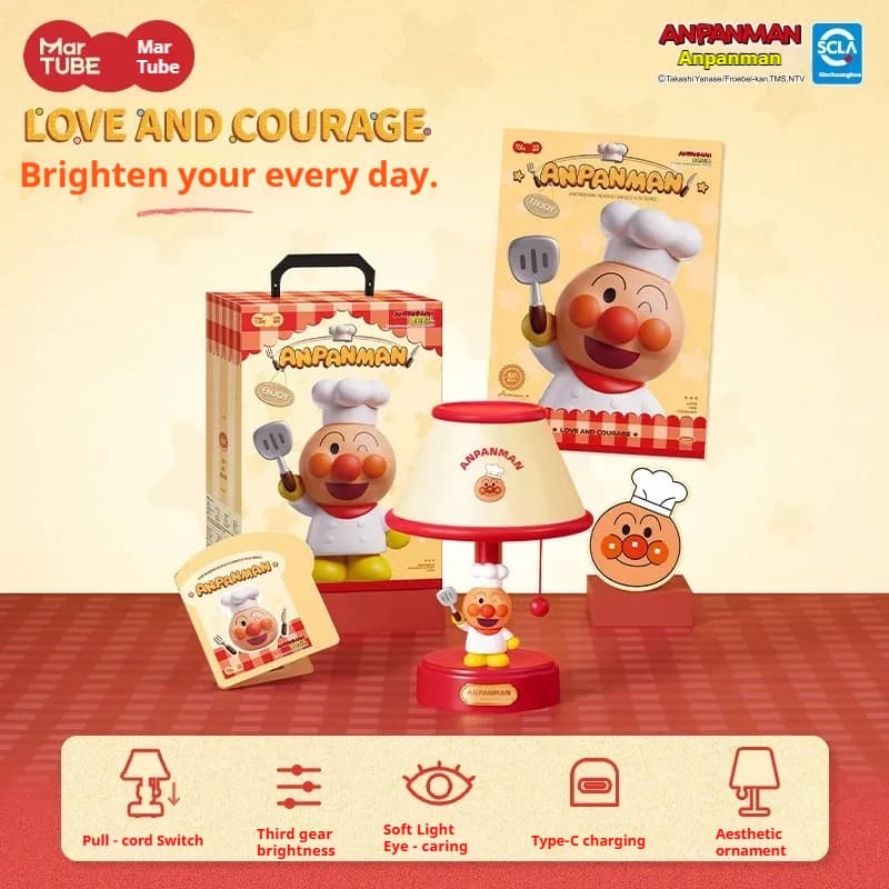 2026 New Anpanman Cartoon Voice Control Table Lamp Retro Night-Light Desktop Ornaments Toys Birthday Gift Anime Peripheral Gifts