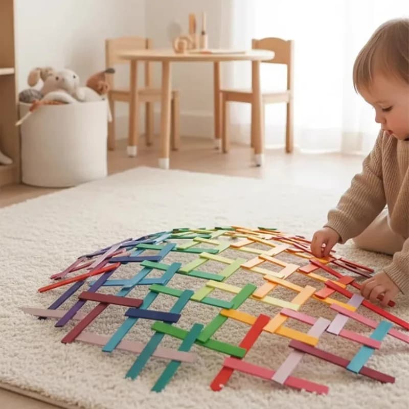 100 Pezzi Blocchi di Legno Arcobaleno Impilabili Montessori, Gioco Educativo Sensoriale per Bambini e Neonati
