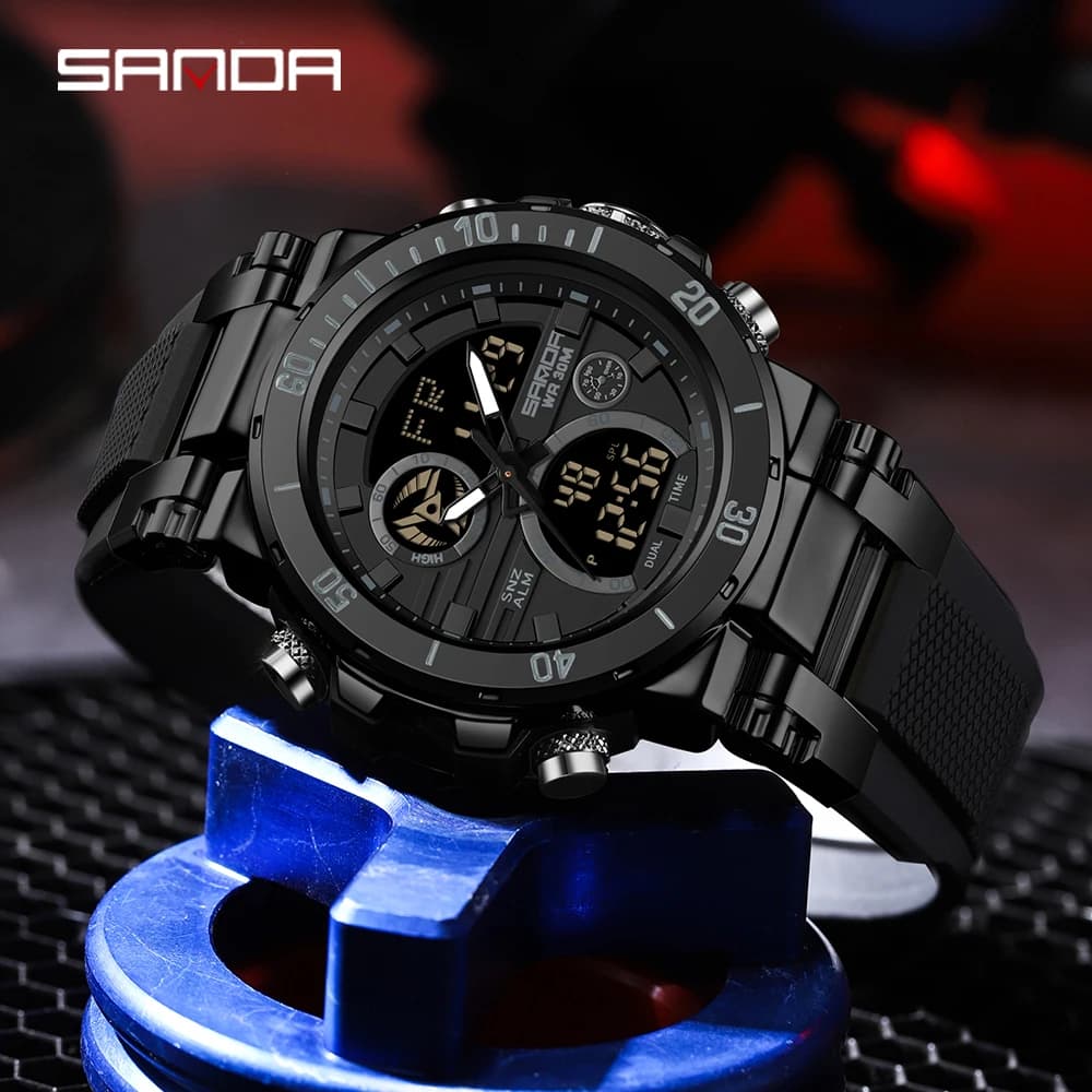 Sanda 2025 Nuovo 6175 Orologio elettronico da uomo fresco Orologio da uomo con cinturino in acciaio multifunzionale per studenti delle scuole medie e superiori