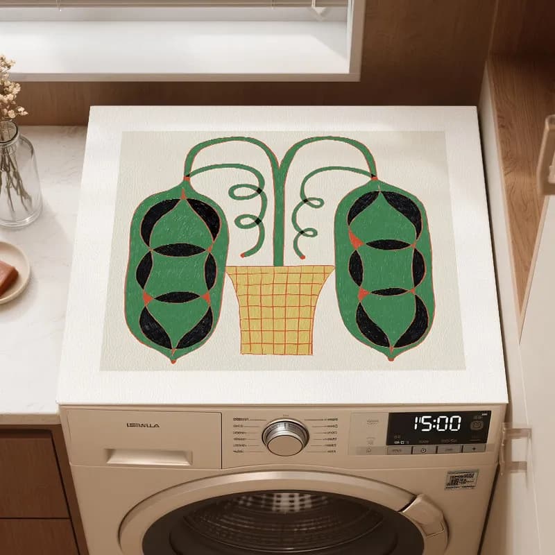 VIKAMA Ins Retro Washing Machine Cover Pad Waterproof And Anti-Slip Drum Washing Machine Dust Pad Bohemian Home Decoration