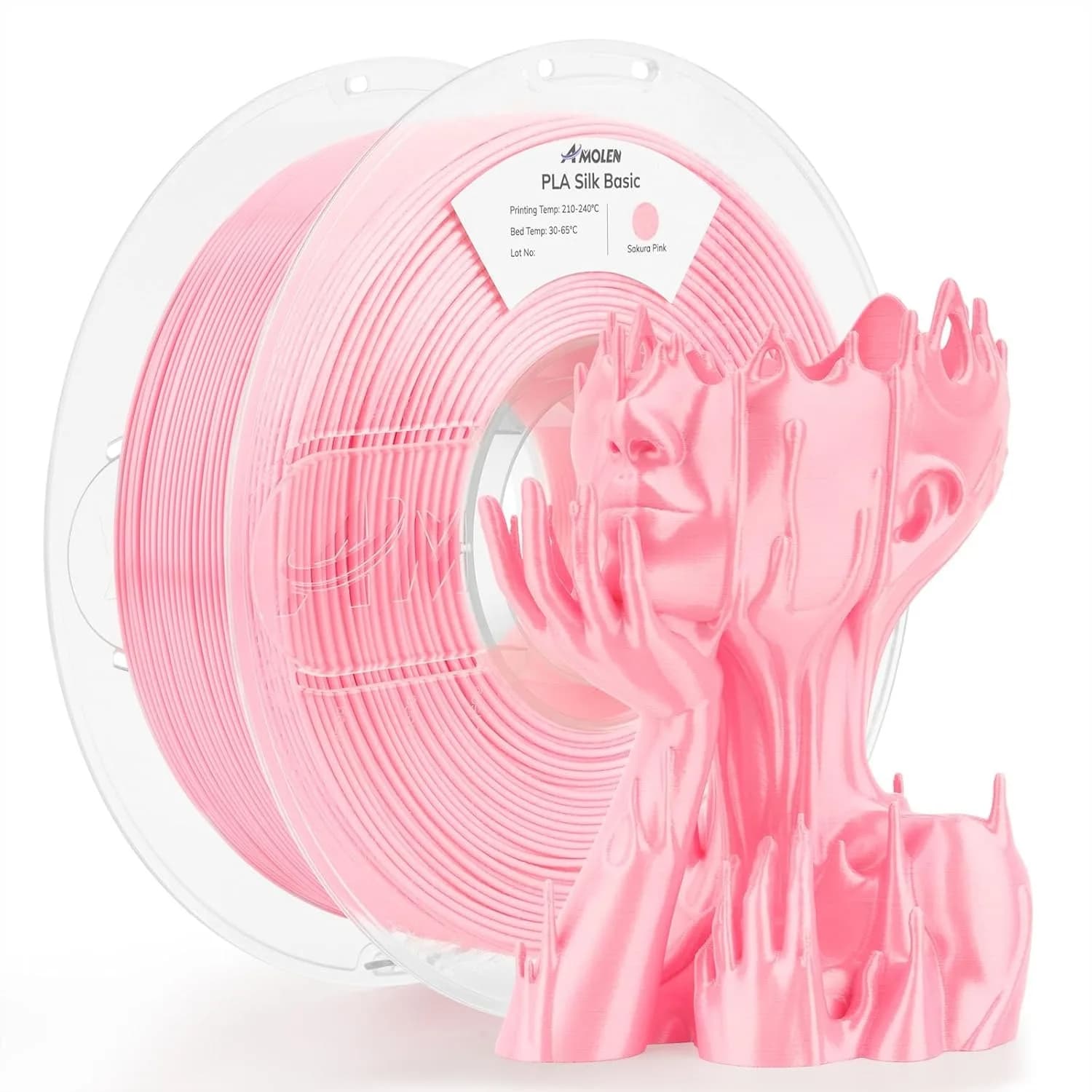 Filamento PLA Lucido Effetto Seta 1.75mm per Stampa 3D, Rosa Sakura Bobina da 1kg Compatibile con Stampanti FDM