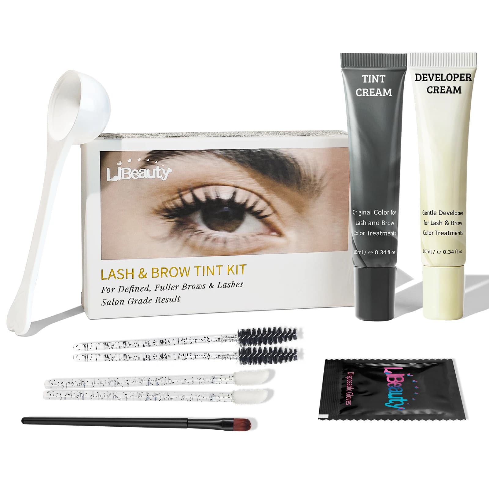 Libeauty Kit Tinta per Ciglia e Sopracciglia 10ml, Effetto Tatuaggio, Lunga Durata 60-80 Giorni, Mascara Colorante, Strumenti per Trucco Occhi