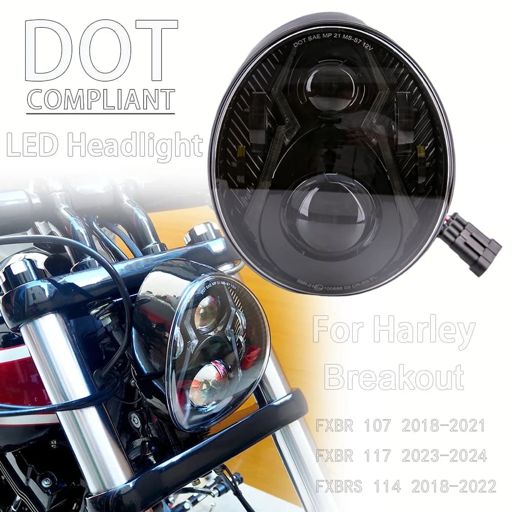 DOT HA CONDOTTO il Faro Del Faro Per Harley Breakout FXBR FXBRS 2018 2019 2020 2021 2022 2023 2024 Lampada Della Luce Del Motociclo DRL