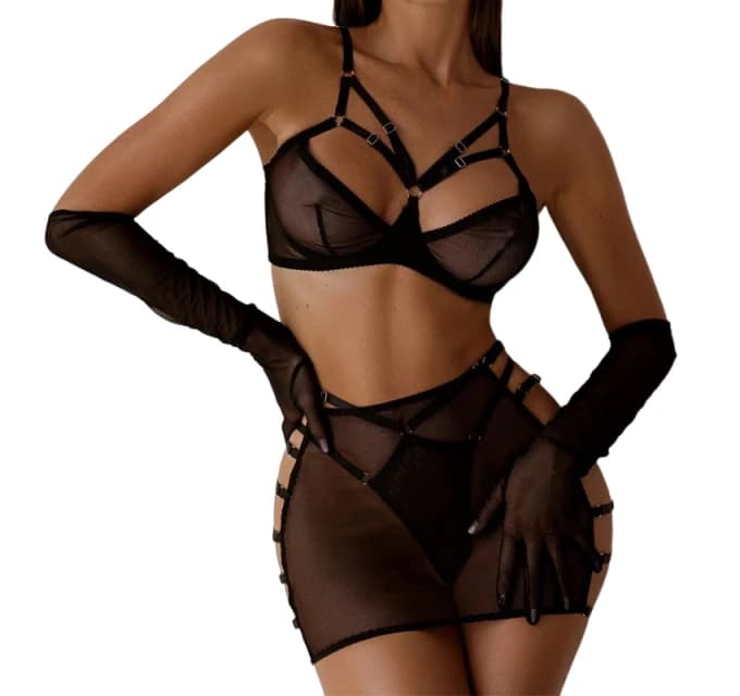 MUZISKAT 2025 Vendita calda Anello in acciaio a rete trasparente raccolto Pacchetto cavo Gonna corta anca Lingerie erotica Onlyfans
