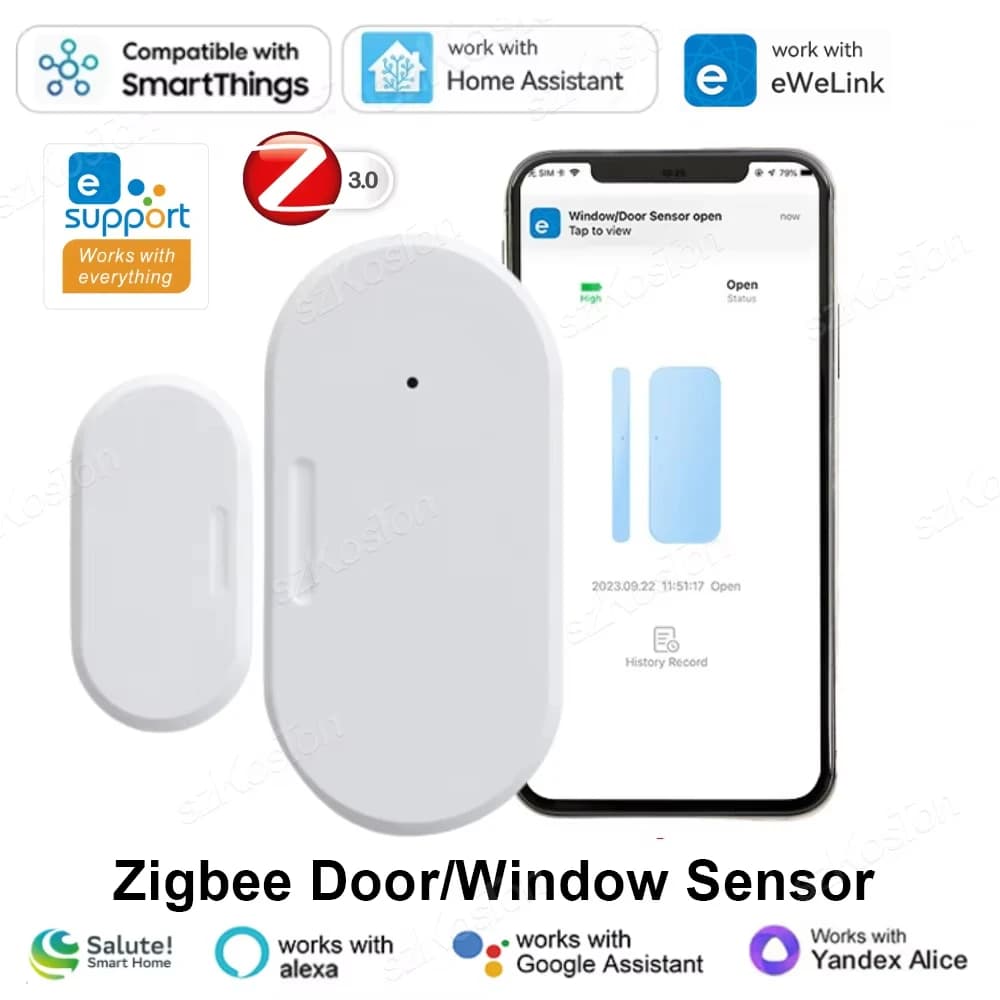 EWeLink APP Smart ZigBee Sensore per porte e finestre Domotica intelligente Rilevatore di porte aperte e chiuse per Alexa Google Home Assistant